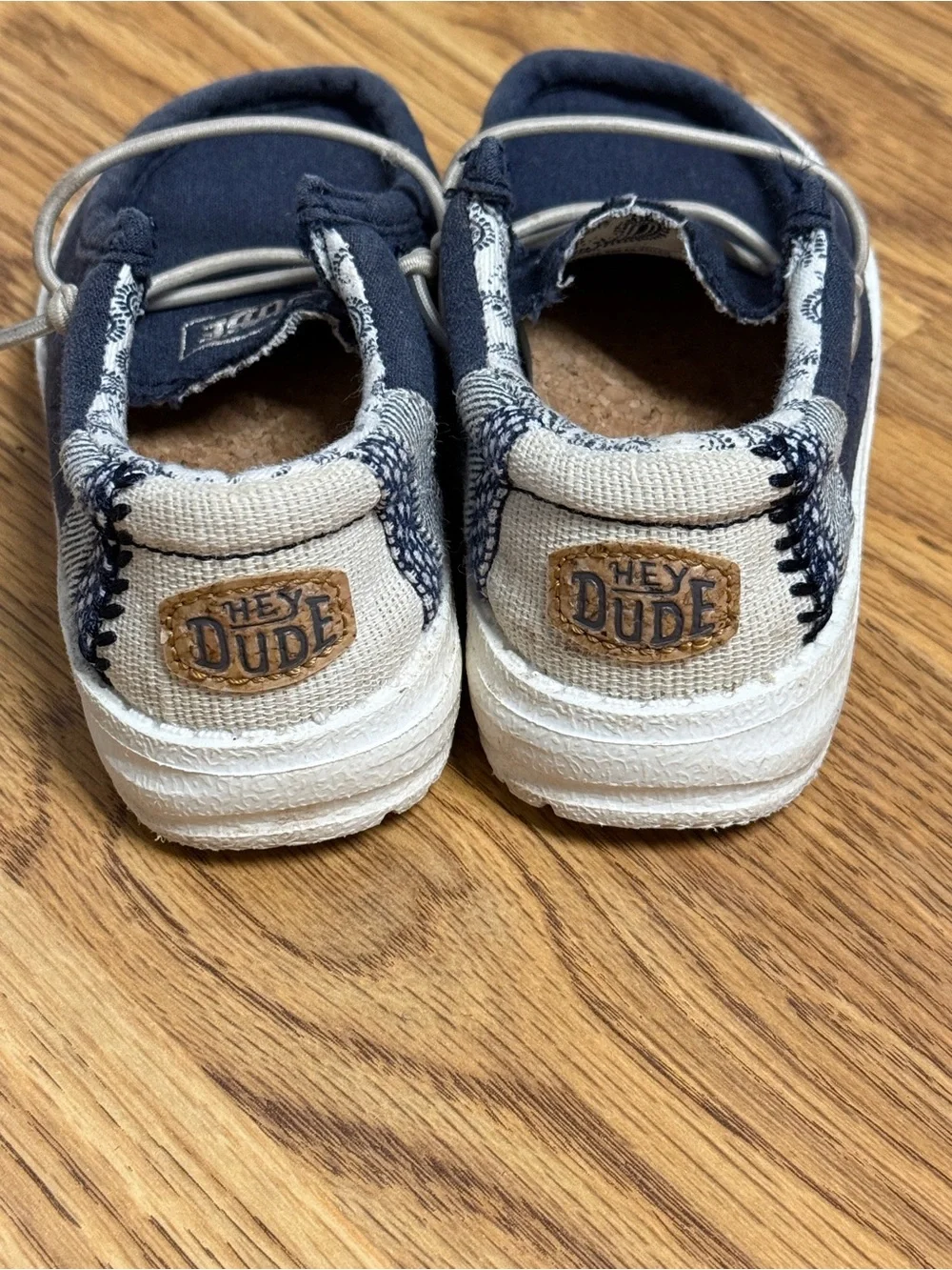 Hey Dude Kids Navy Canvas Slip-On with Patterned Trim